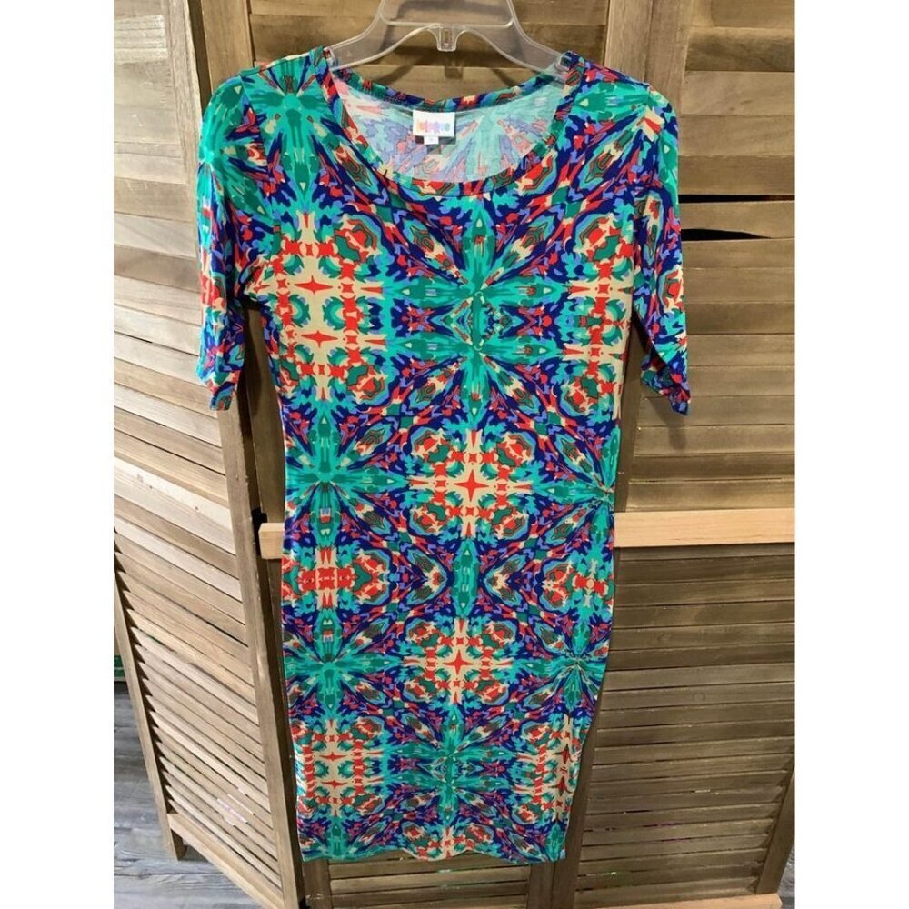 Lularoe Long Colorful Pencil Dress Womens Size Small Blue Teal Z3
